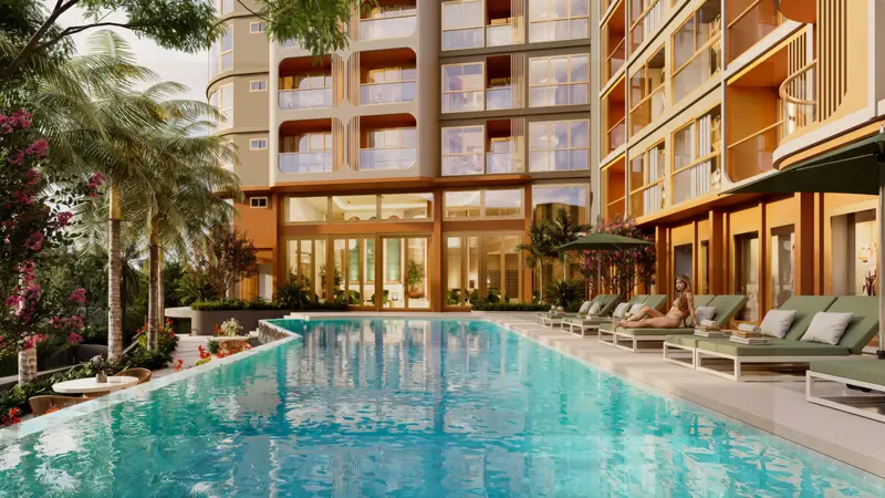 Saint Tropez Naithon — the pool surrounded by tropical planting