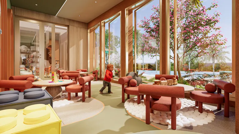 Saint Tropez Naithon — the kids club by the full-height windows