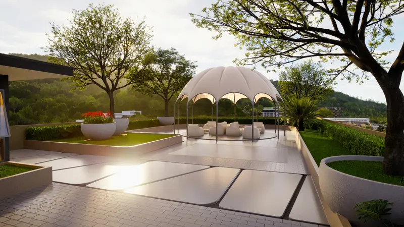 Saint Tropez Naithon — the lounge pavilion in the rooftop garden